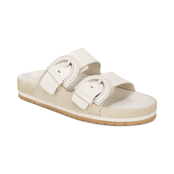 Vince Glyn Leather & Suede Slide Sandals - Picture 1 of 6